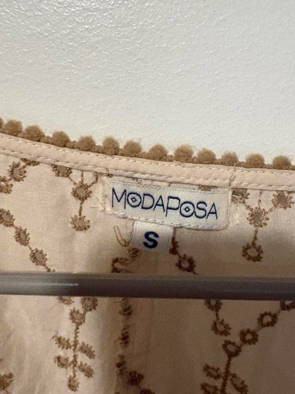 Cream & tan Modaposa boho blouse with lace details small - Picture 5 of 8